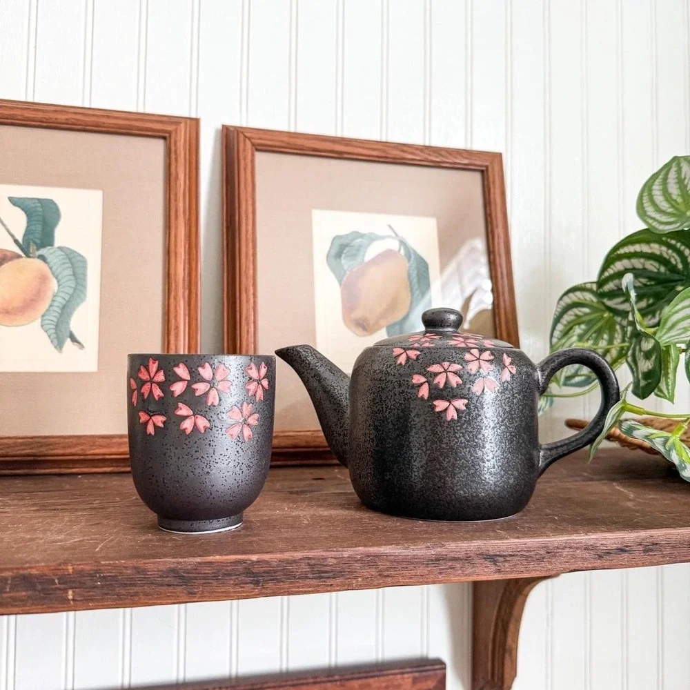 Vintage Japanese Floral Teapot and Cup